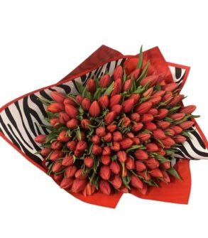 Buchet 101 lalele roșii