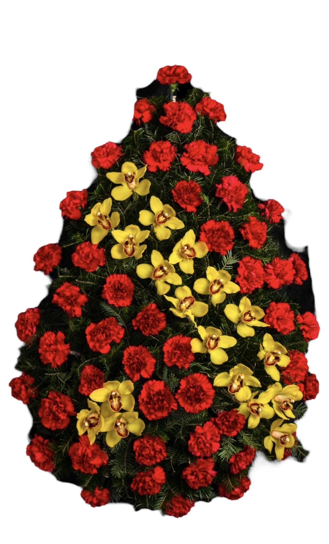 Funeral Wreath Pattern Lacrima Carnations and Orchids Yellow