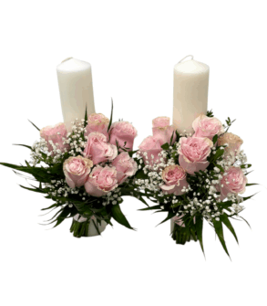 Lumanari de nunta - trandafiri roz