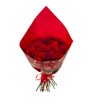 Buchet din trandafiri cu ambalaj Merry Christmas