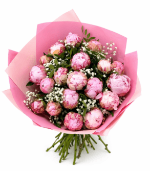 Buchet 19 bujori roz Sarah Bernhardt