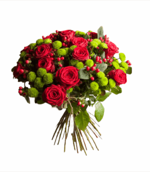 Buchet zi de naștere - trandafiri și santini