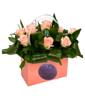 Poșeta cu flori - trandafiri și aspidistra