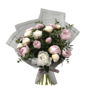 Buchet 19 Bujori și Eucalipt