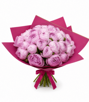 Buchet cu 39 Bujori Roz Elegant