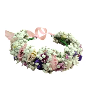 Coroniță Premiere Bogata cu Miniroze, Lisianthus, Crizanteme ieftina