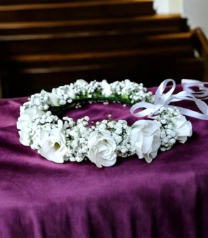 Coroniță Lisianthus Alb Premiere sfarsit de an scolar elevi