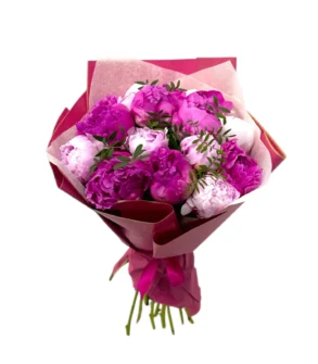 Buchet 13 Bujori în contrast zi de nastere sotie iubita mama