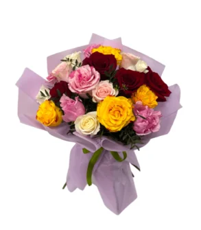 Aranjament Buchet 21 trandafiri colorați