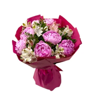 Buchet Pastel Bujori & Alstroemeria superb