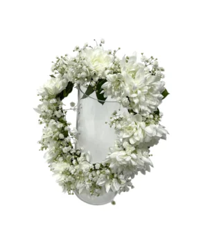 Coroniță din Crizanteme Olandeze și Floarea miresei