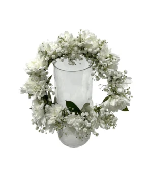 Coroniță din Crizanteme flori albe pentru scoala premiere servare