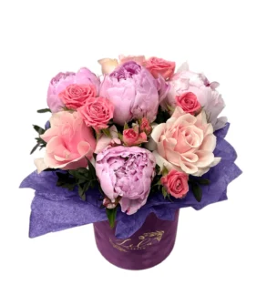 Peonies, Roses and Mini Roses Box Arrangement
