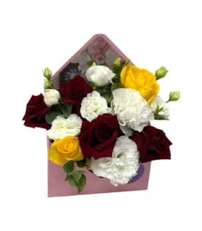 aranjament floral bucuresti trandafiri galbeni lisianthus