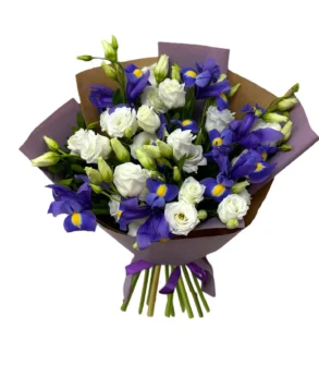 Buchet Iriși Mov și Lisianthus