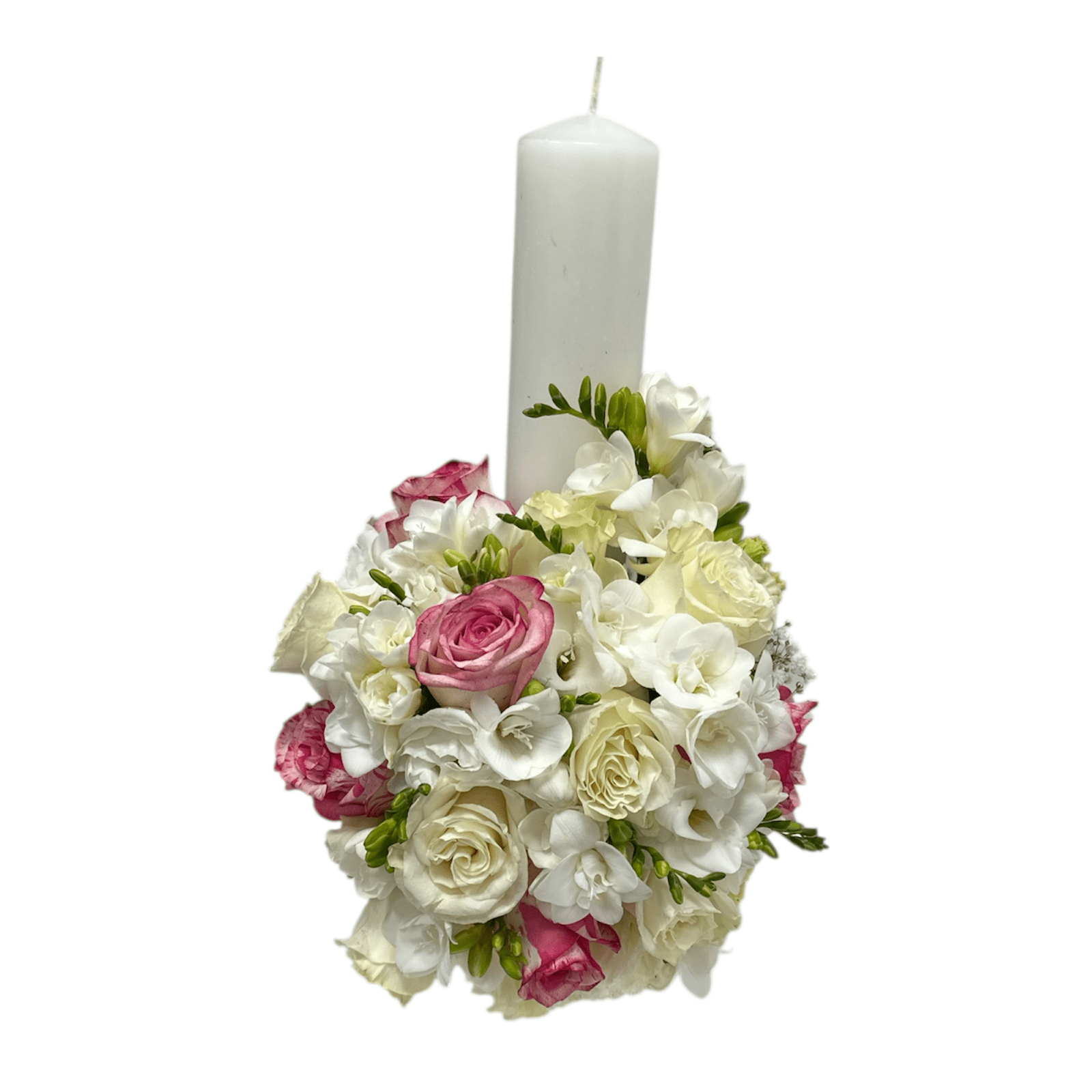 Lumânare cu trandafiri bi-colori