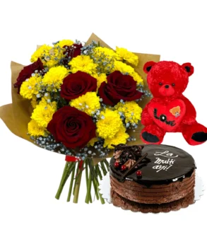 Flori și Tort La Multi Ani zi de nastere aniversare