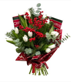 Bouquet with Brad, Ilex and Tulips