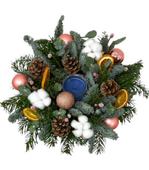 Aranjament Crăciun cu brad și Lumânare parfumata