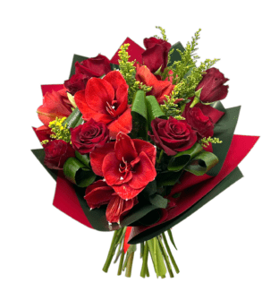 Magic Christmas Bouquet Roses and Amaryllis