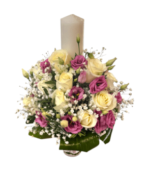 Lumânare de botez Lisianthus roz