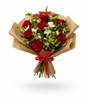 New Year's Eve Bouquet with Mistletoe and Roses