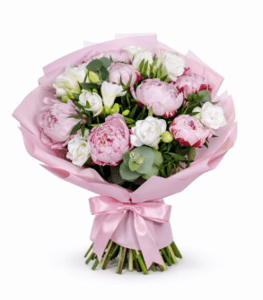 Buchet Bujori roz și Frezii