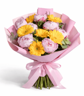 Buchet Bujori și Gerbera