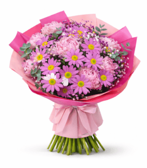 Buchet Bujori și Crizanteme