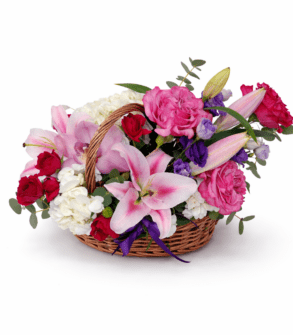 Cos cu Crini și Flori Mov