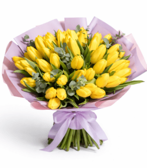 Buchet cu 51 LALELE galbene