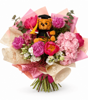 Buchet de Absolvire Mix de flori și Urs